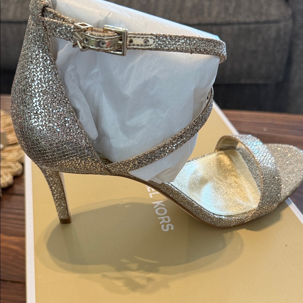 Michael Kors Glitter Gold Ankle-Strap Heels